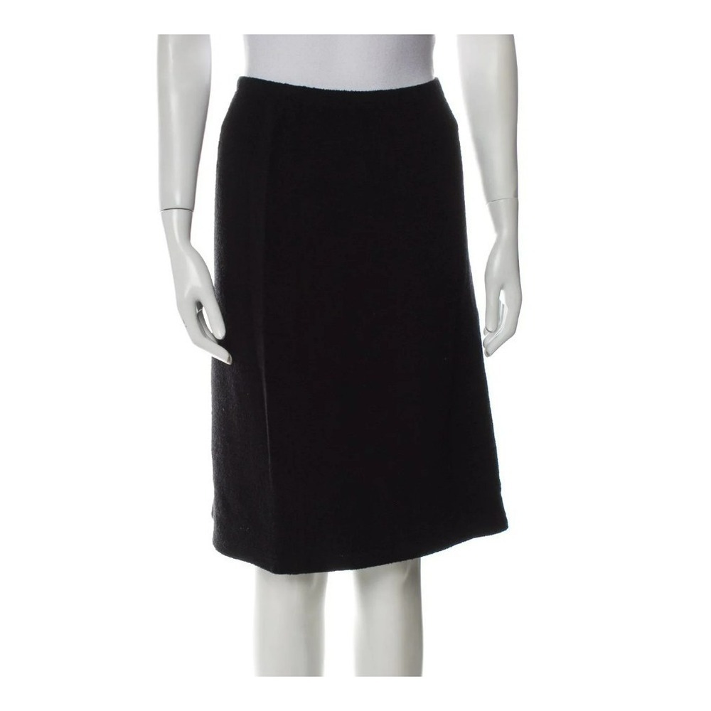 Donna Karan Wool Mohair Skirt | Black | Tailored | Size 12 | Zip Closure
